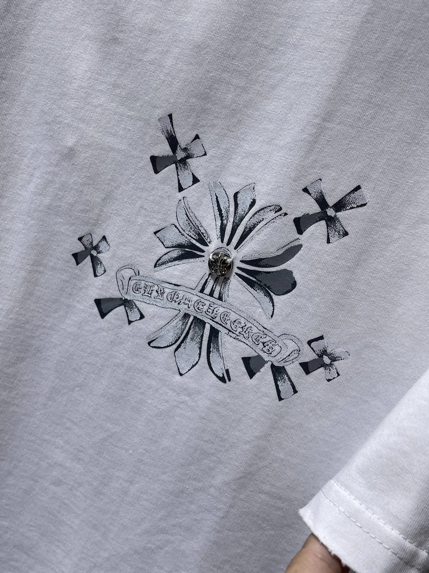 P160 New Chrome Hearts 25ss washed version for summer! ! High-weight, environmentally friendly, high-quality top-quality fabric 280g Crow hole hand-painted cross washed short-sleeved counter synchronization 1:1 replica version Recommended colors: white, black